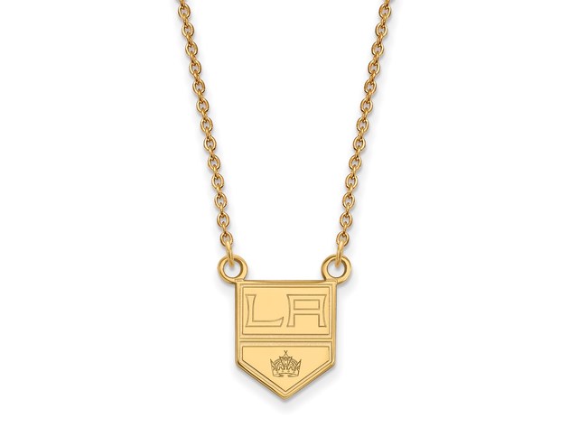 14k Yellow Gold NHL Los Angeles Kings Small Necklace, 18 Inch