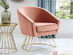 Adalene Velvet Accent Chair (Blush/Gold)