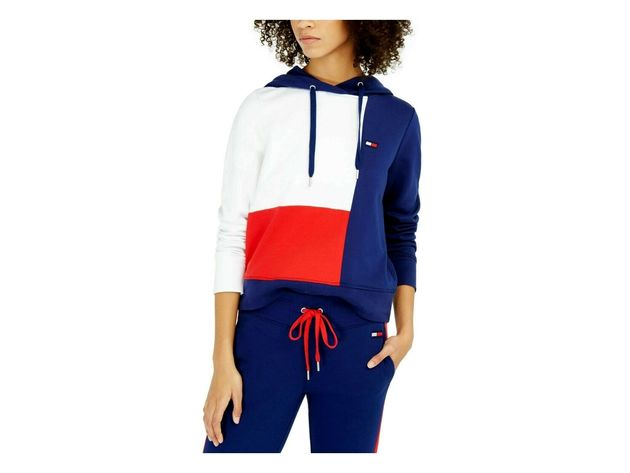 Tommy Hilfiger Women's Sport Colorblocked Hoodie Blue Size Small