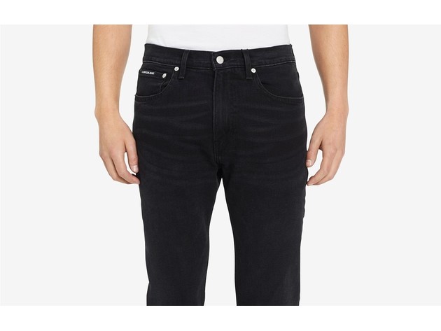 Calvin Klein Jeans Men's Burlington Slim-Fit Stretch Black Jeans Dark Orange Size 31X32