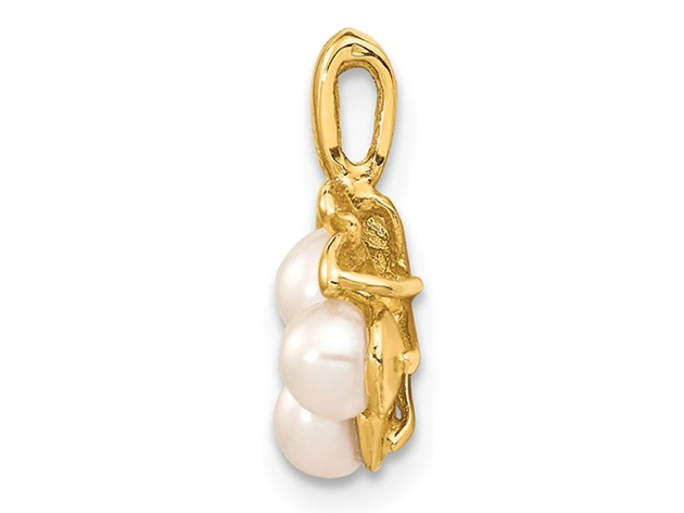 White Freshwater Cultured Pearl 3-4mm Pendant Necklace in 14K Yellow Gold with Chain