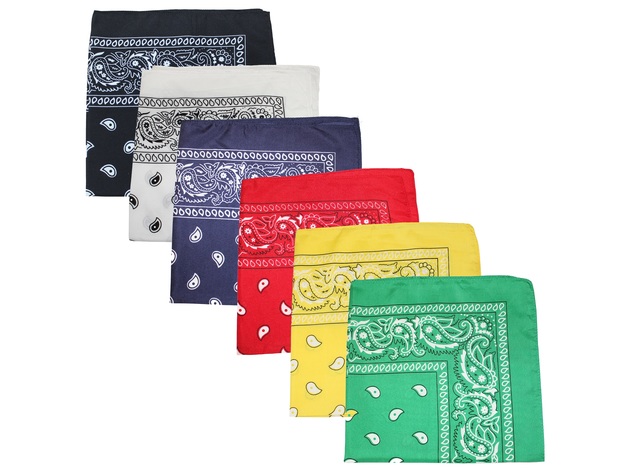 Qraftsy Polyester Paisley XL Bandanas 27 x 27 Inches / 68.58 x 68.58 cm - 12 Pack - Mix Colors