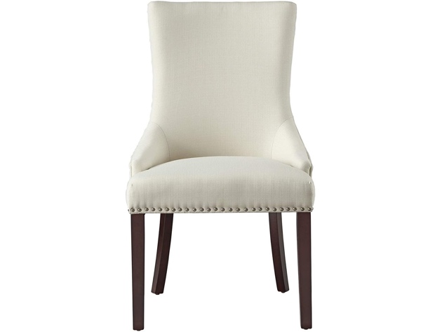 InspiredHome Cream Dining Chair Design: Oscar | Set of 2, Linen - Back Tufted