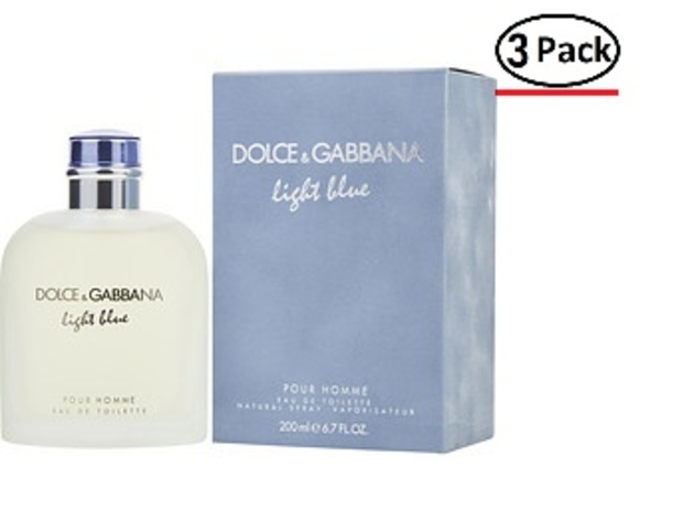 D & G LIGHT BLUE by Dolce & Gabbana EDT SPRAY 6.7 OZ for MEN ---(Package Of 3)