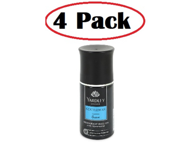 4 Pack of Yardley Gentleman Suave by Yardley London Deodorant Roll-On Alcohol Free 1.7 oz