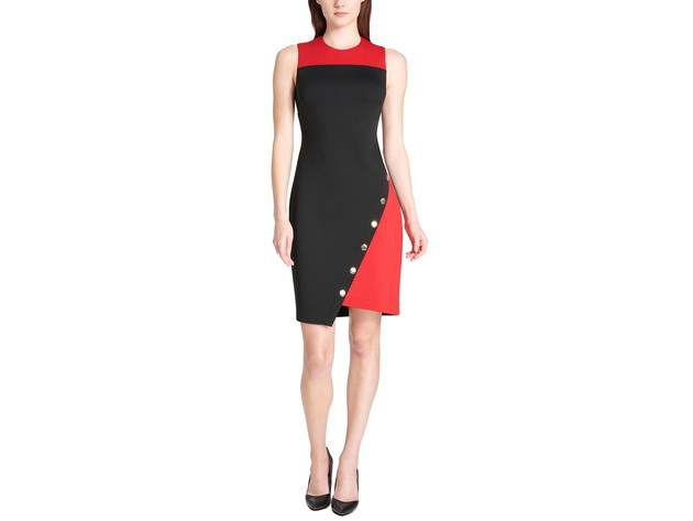 Tommy Hilfiger Women's Colorblocked Asymmetrical Dress Black Size 8