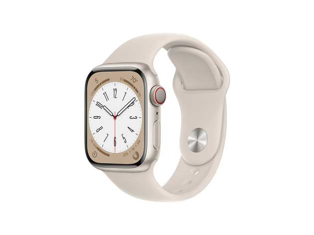 Apple Watch Series 8 (2022) 41mm Aluminum with Silicone Band - Starlight (Refurbished Grade A: GPS + Cellular)