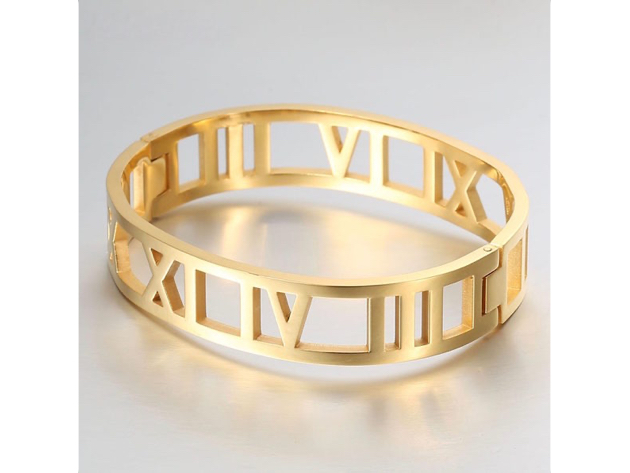 Homvare Women’s Roman Numerals Cuff Bracelet Gold