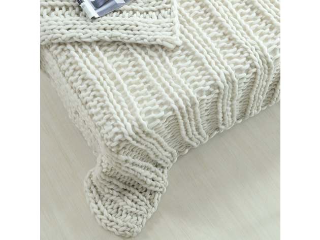 Yolly Channel Knit Throw (Cream White/ 50"x70")