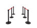 Costway 6Pcs Black Stanchion Posts Queue Pole Retractable Red Belt Crowd Control Barrier - Black and red