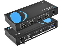 2x2 HDMI Matrix Switch & Splitter by OREI (2-in & 2-out) with Remote Control, HDMI 1.4, 3D, 1080p, 4K 30Hz, EDID Selection (HD-202)
