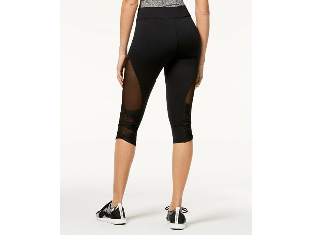 Material Girl Juniors Mesh Panel Cropped Leggings Black Size Extra Large