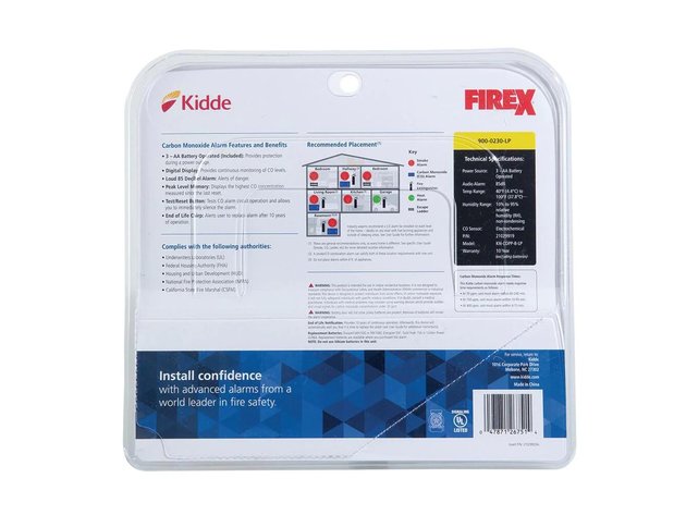 Kidde Firex Battery Operated Carbon Monoxide Detector with Digital Display, 2 Pack (New Open Box)
