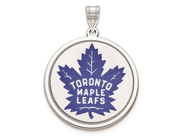 Sterling Silver NHL Toronto Maple Leafs Logo Picture Disc Pendant