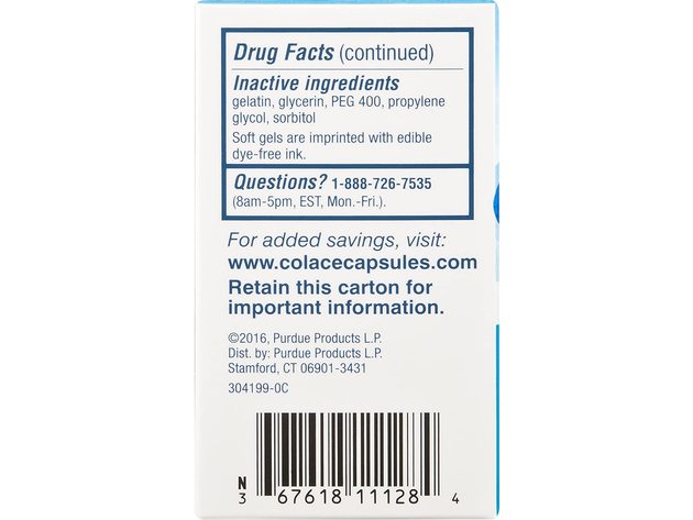 Colace Two In One Softening Stool and Laxative Stimulating Pills, Reduces Strain Of Bowel Movements Associated With Occasional Constipation, 28 Clear Softgels