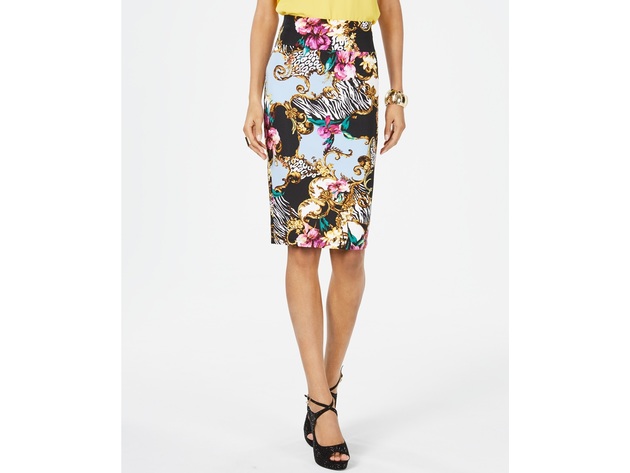 Thalia Sodi Women's Printed Scuba Pencil Skirt Blue Combo Size Extra Small