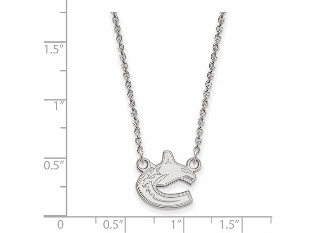 10k White Gold NHL Vancouver Canucks Small Necklace, 18 Inch