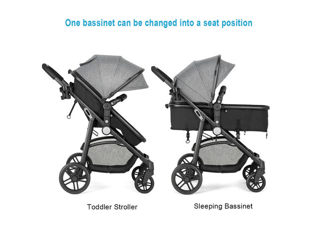 Costway 2 In1 Foldable Baby Stroller Kids Travel Newborn Infant Buggy Pushchair Gray - Black
