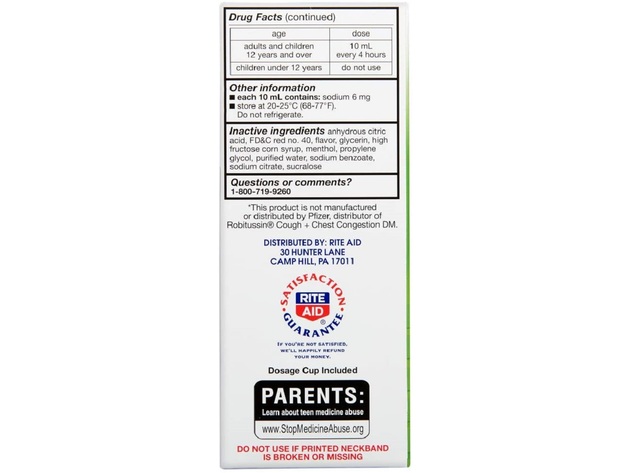 Rite Aid Tussin Cough Medicine and Decongestant DM, Cough Suppressant For Adults, Non Drowsy, 12 Ounce