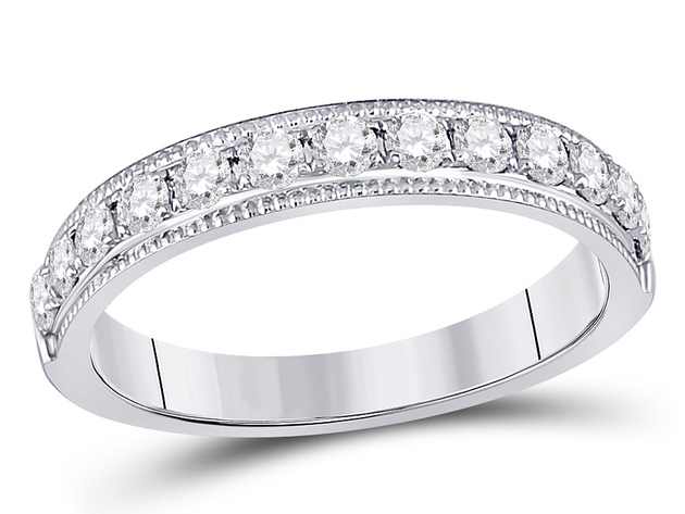 Diamond Wedding Anniversary Band 1/2 Carat (ctw H-I, I1-I2) in 14K White Gold - 8.5