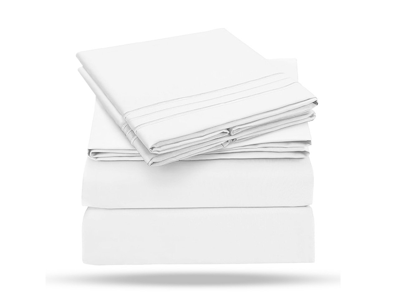 The Luxe 4-Piece Microfiber Bed Sheet Set (White/Full)