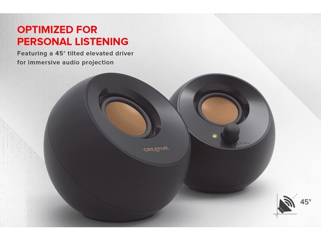 thumbnail image 2 of Creative Pebble 2.0 USB-Powered Desktop Speakers - Far-Field Drivers, Passive Radiators, 45° Angle, For PC & Laptop 2 of 9