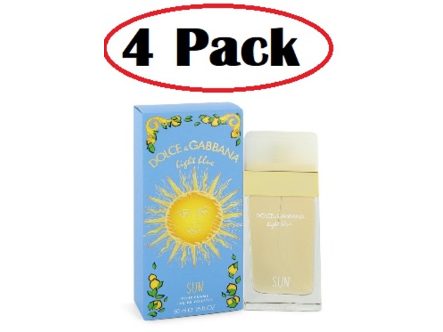 4 Pack of Light Blue Sun by Dolce & Gabbana Eau De Toilette Spray 1.7 oz