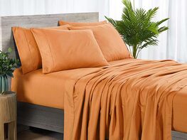 Bamboo 2000 Count 6-Piece Sheet Set with SnugGrip (Orange/Full)