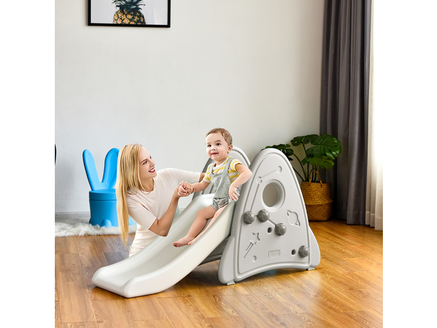 Costway Freestanding Baby Slide Indoor First Play Climber Slide Set for Boys Girls Pink\Blue\Gray - Gray