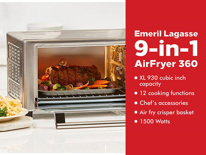 Emeril Lagasse Stainless Steel Power AirFryer 360 Plus Toaster Oven 1500W