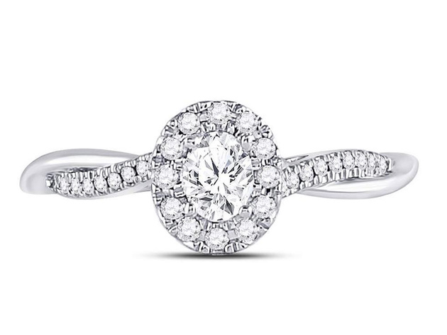 1/3 (ctw I1-I2, G-H-I) Halo Diamond Twist Engagement Ring in 14K White Gold - 8
