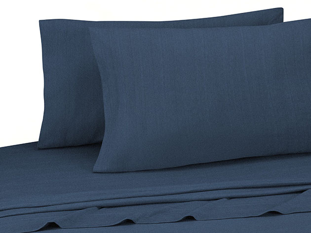 Brooklyn Flat Jersey Knit Sheet Set (Denim/King)