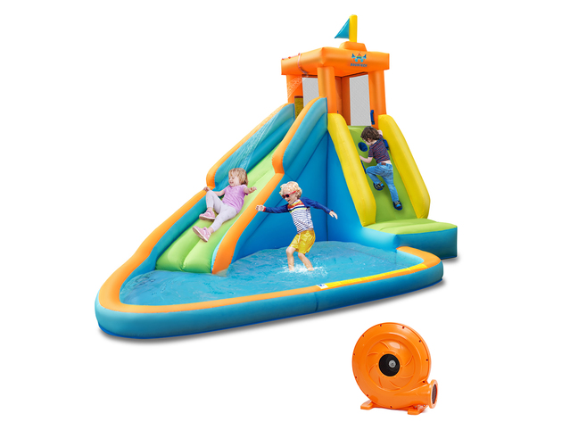 Costway Kids Bounce House Castle Splash Water Pool W/ 740W Blower 