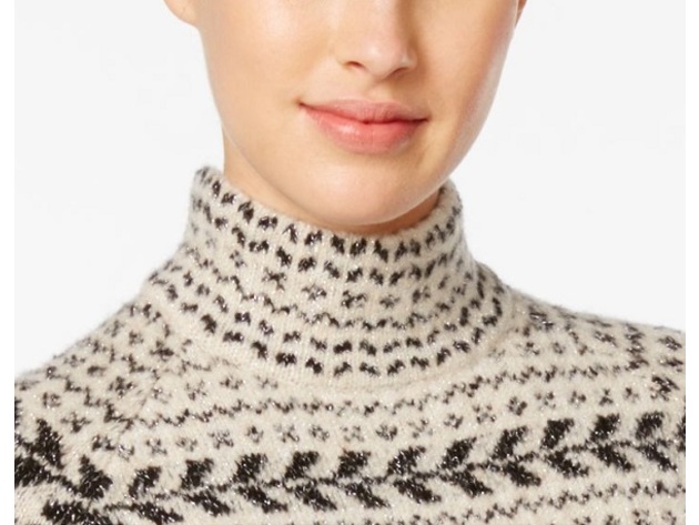 Style & Co Women's  Fair Isle Tunic Sweater Beige Size Large