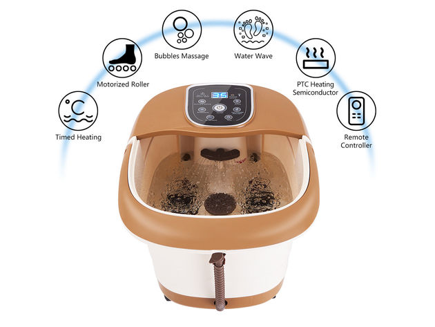 All-in-One Heat Bubble Vibration Foot Spa Bath Massager 