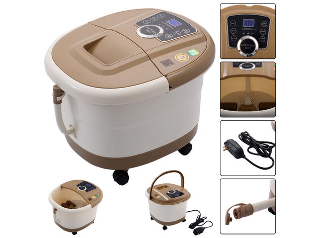 Costway Portable Foot Spa Bath Massager Bubble Heat LED Display Infrared Relax
