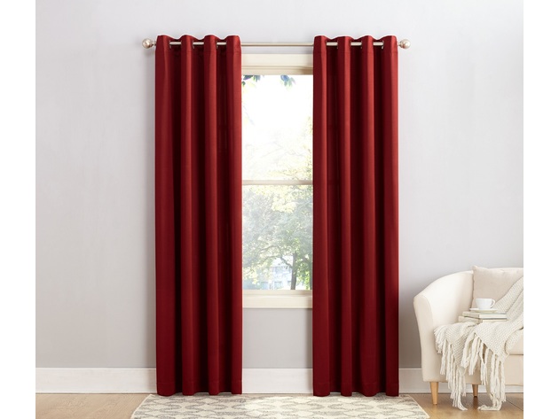 Sun Zero Grant Grommet Top Curtain Panel, Thermal Properties Help Keep Summer Heat and Winter Chill out of Your Home, 54 Inch By 84 Inch, Red