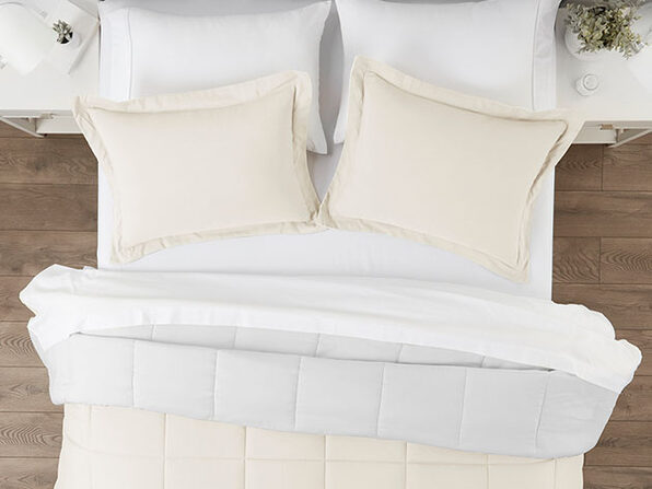 Down Alternative Reversible Comforter, Ivory Bedding Twin Xl