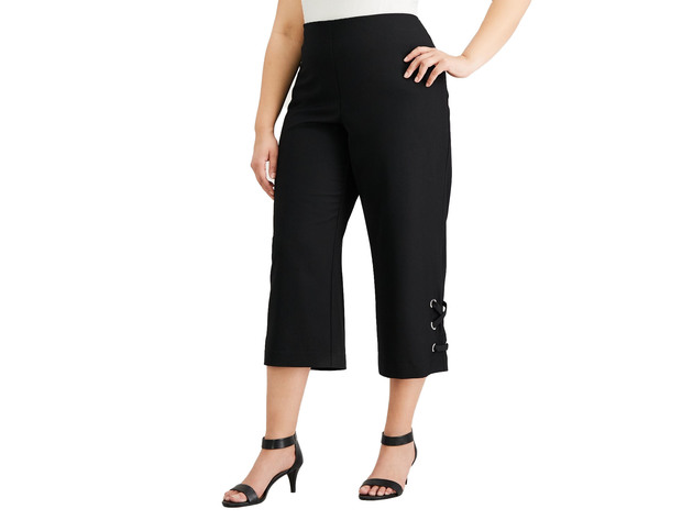 JM Collection Women's Plus Tummy-Control Pants Black Size 4 Extra Large