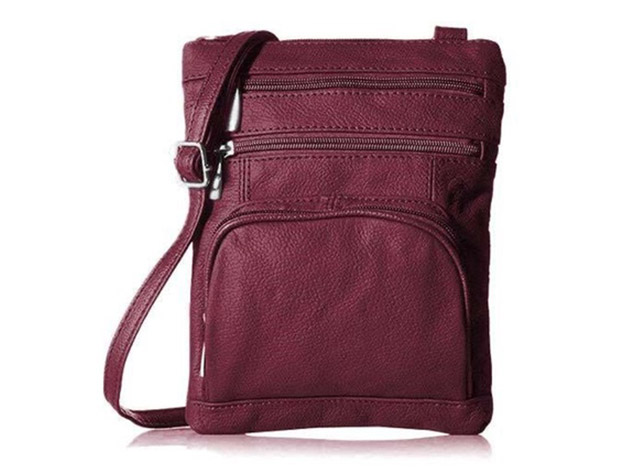 Krediz Leather Crossbody Bag for Women (Regular/Burgundy)