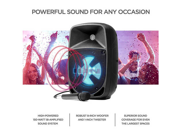 Ion Audio PROGLOW8XUS Pro Glow 8 Compact High-Power PA System With Lights