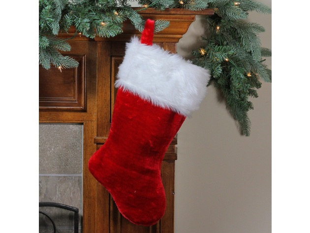 Flomo Classic Christmas Stocking Plush Socks 19" Large for Christmas Fireplace Holiday Decor (3 Pack)