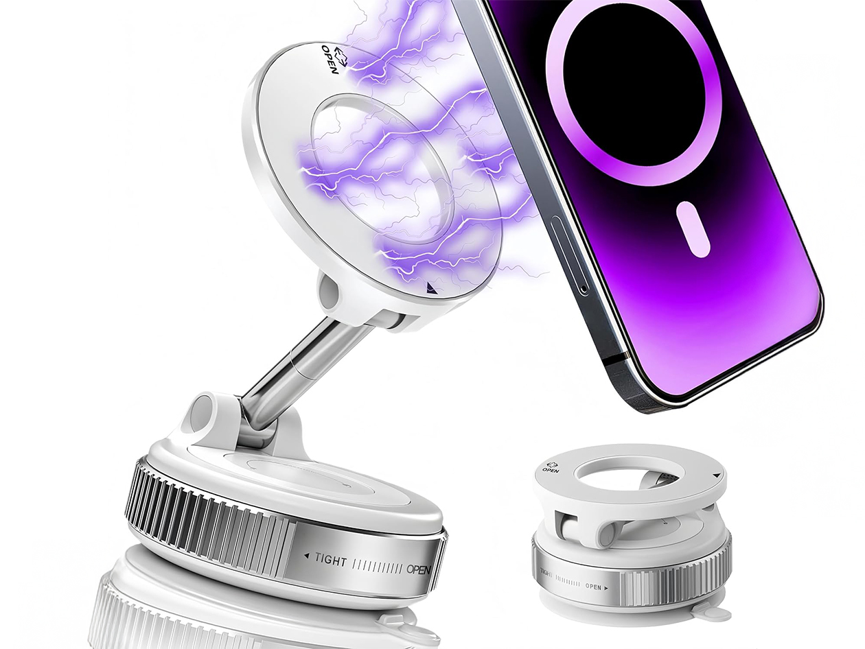360° Adjustable Magnetic Suction Cup Phone Mount (White/2-Pack)