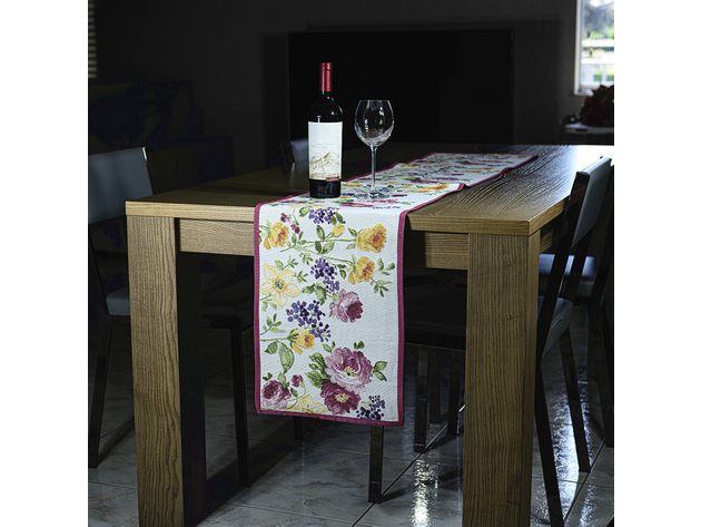 Homvare Christmas Table Full Length Runner for Holiday Dinner, Parties, Home Décor Woven Tapestry 13”x72” - Beige