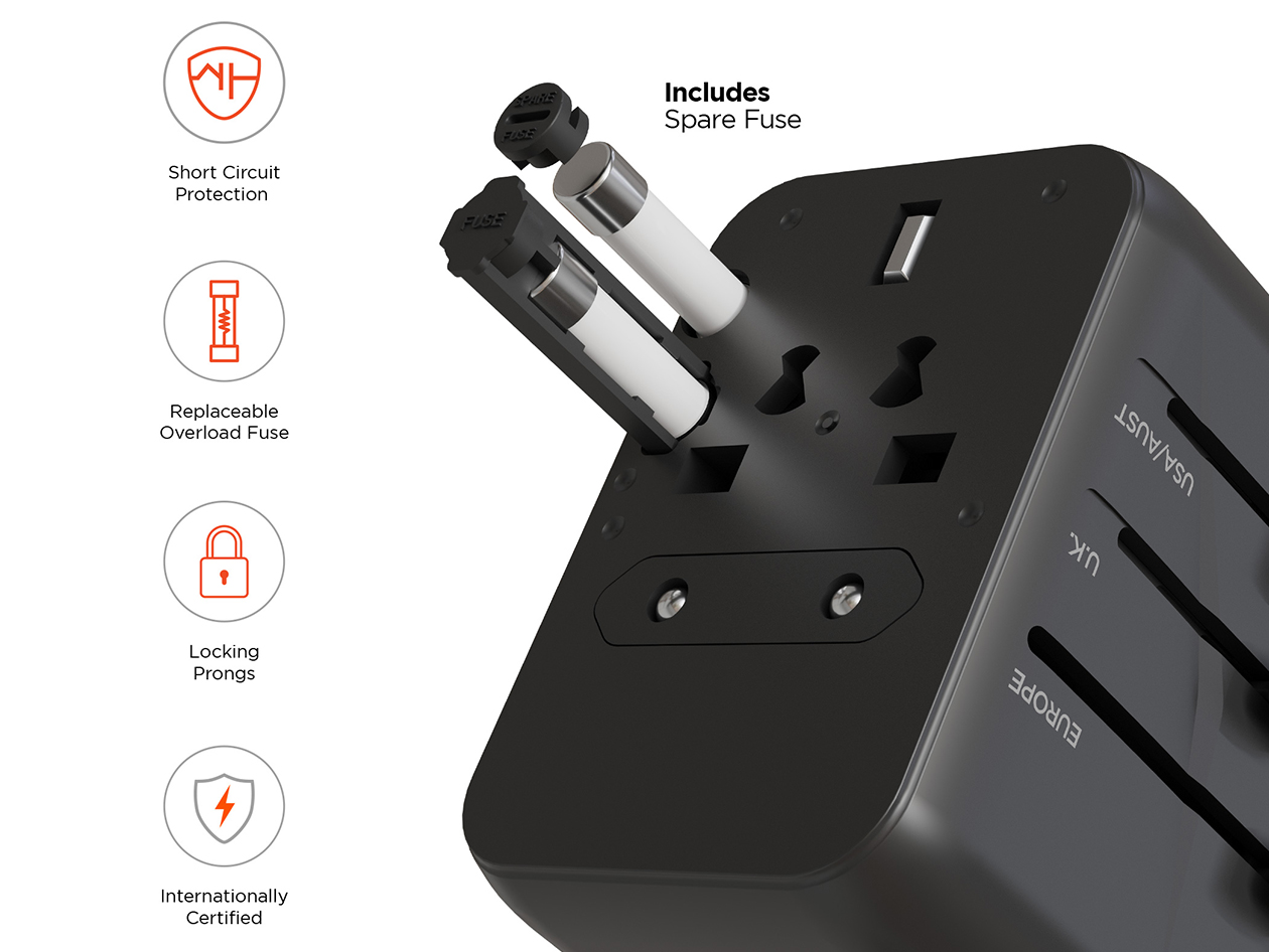 HyperGear WorldCharge Universal Travel Adapter with USB-C