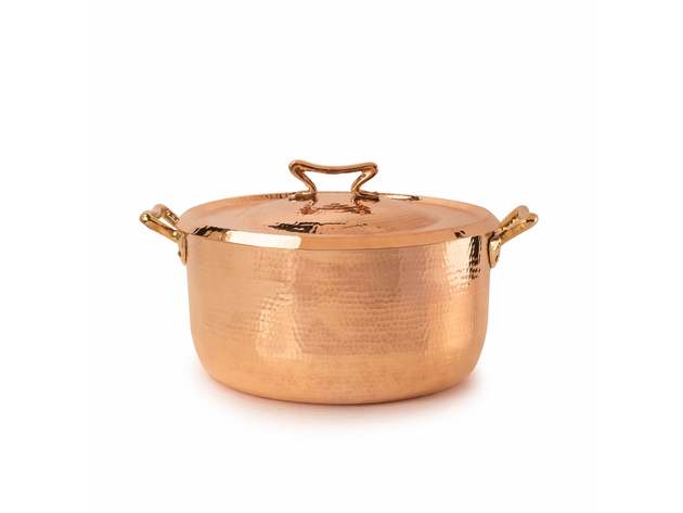 Large 10 qt Hammered Copper Dutch Oven - Amoretti Brothers