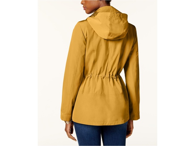 Charter Club Women's Water-Resistant Hooded Anorak Jacket Yellow Size OX