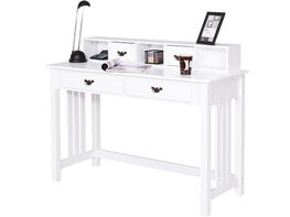 Costway Writing Desk Mission White Home Office Computer Desk 4 Drawer - White