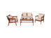 Costway 4 Piece Patio Rattan Furniture Set Acacia Wood Frame Cushioned Sofa Chair Garden Coffee