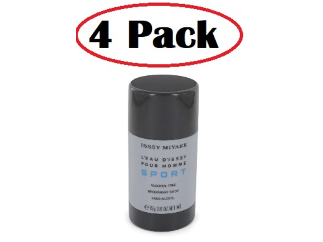 4 Pack of L'eau D'Issey Pour Homme Sport by Issey Miyake Alcohol Free Deodorant Stick 2.6 oz